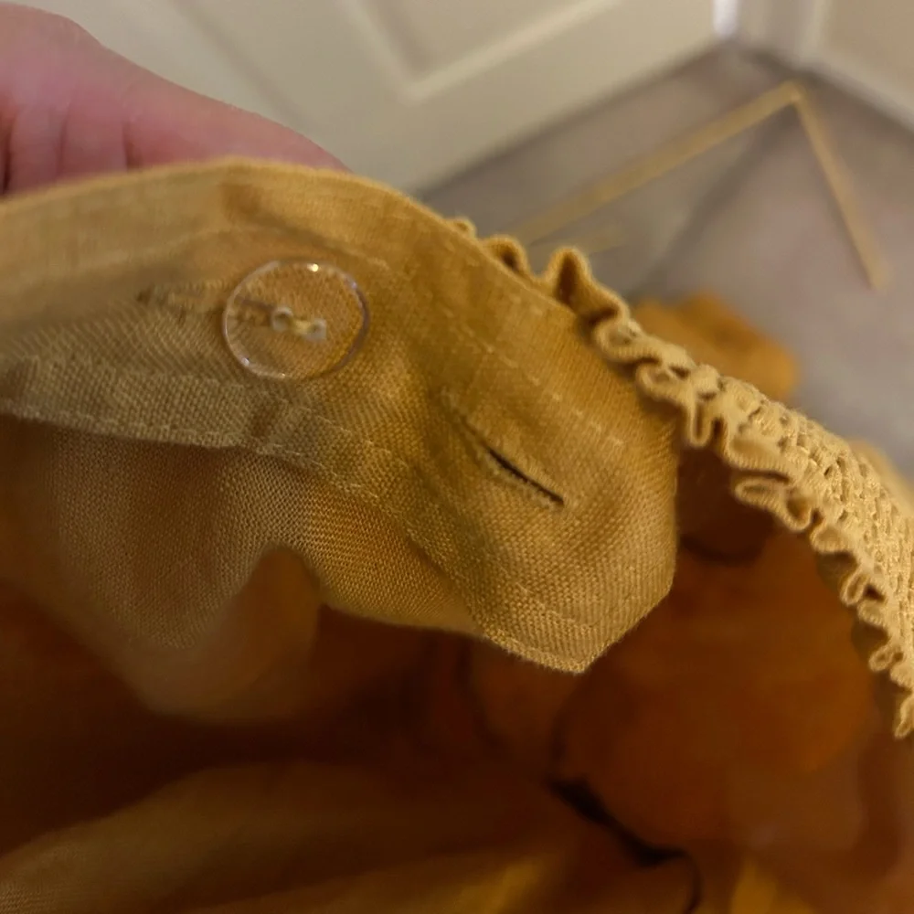 REFORMATION Wide Leg Linen Jumpsuit in Mustard Yellow - Size 8